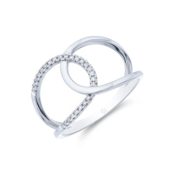 9ct White Gold Brilliant Cut Diamond 0.08ct Interlocking Fancy