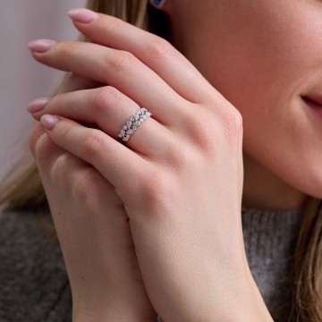 9ct White Gold Round Brilliant 0.50ct Diamond Fancy Band