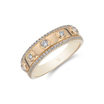 9ct Yellow Gold Brilliant Cut 0.38ct Diamond Fancy Band