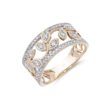 9ct Yellow Gold Brilliant Cut 0.29ct Diamond Fancy Band 1