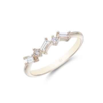 9ct Yellow Gold Baguette 0.20ct Diamond Fancy Band Ring