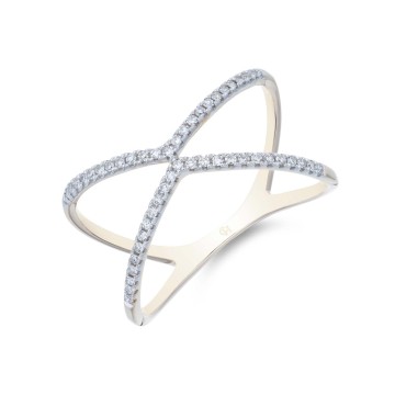 9ct Yellow Gold Brilliant Cut Diamond 0.16ct Cross Over Fancy Band