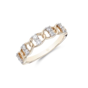 9ct Yellow Gold 0.25ct Chain Link Diamond Fancy Band