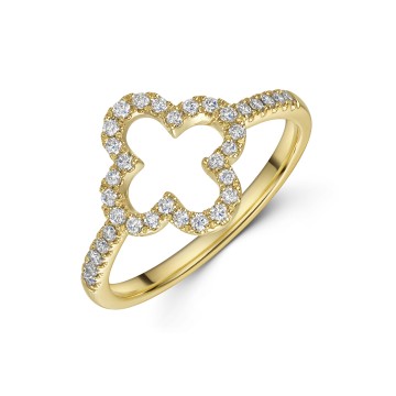 9ct Yellow Gold 0.25ct Diamond Clover Ring