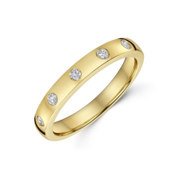 9ct Yellow Gold 0.16ct Round Brilliant Diamond Fancy Band