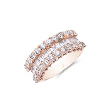 18ct Rose Gold Brilliant and Baguette Cut 2.00ct Diamond Fancy Band