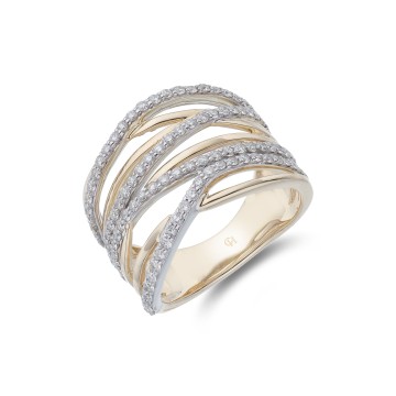 1857 9ct 2 Colour Gold Brilliant Cut 1.00ct Diamond Fancy Band