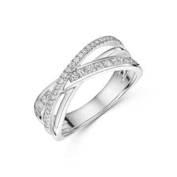 Platinum Mixed Cut 0.50ct Diamond Set Crossover Fancy Band