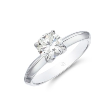 Platinum 1.00ct Round Brilliant Knife Edge Diamond Solitaire Ring