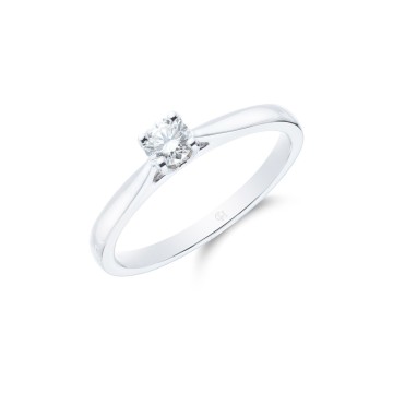 Platinum Round Brilliant 0.25ct Diamond U-Shape Solitaire Ring