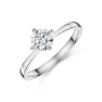 Platinum Round Brilliant 0.75ct Compass Set Diamond Solitaire Ring