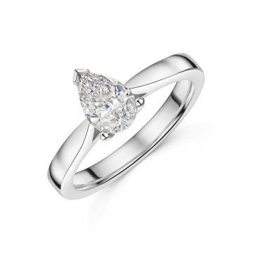 Platinum Pear Cut 0.75ct Diamond Solitaire Ring
