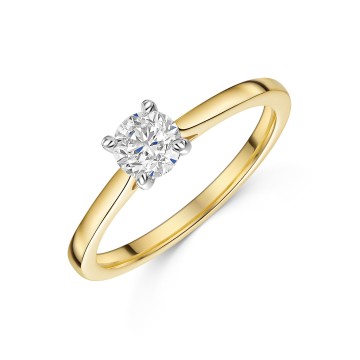 18ct Yellow Gold Tulip Set 0.50ct Round Brilliant Diamond Solitaire Ring