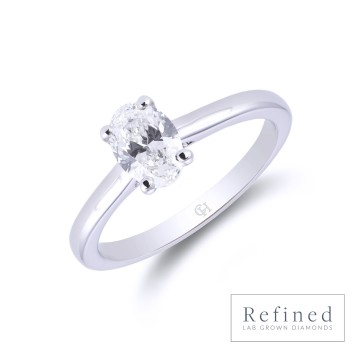 Platinum Oval Cut 0.75ct Lab Grown Diamond Solitaire Ring