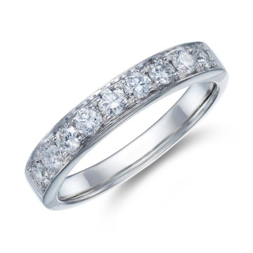 Pre-Owned Platinum Round Brilliant 0.50ct Diamond Eternity Ring - Size K