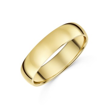 9ct Yellow Gold 5mm D-Shape Gents Wedding Ring