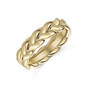 9ct Yellow Gold 5mm Ladies Plaited Wedding Ring