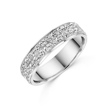 9ct White Gold Double Row Sparkle Cut Wedding Ring