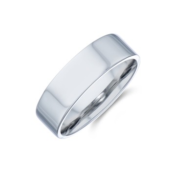 Platinum Soft Flat 6mm Light Court Gents Wedding Ring