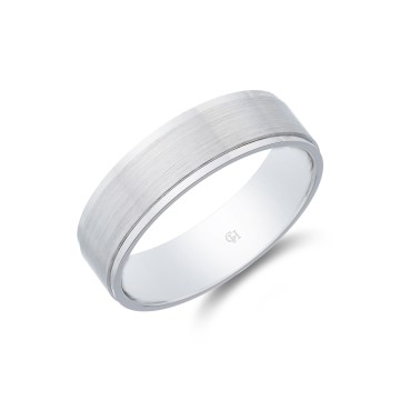 Platinum Matte Patterned Finish and Polished Edge 6mm Wedding Band