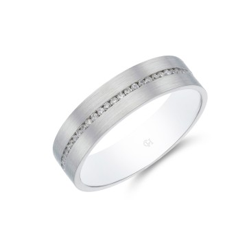 Platinum 0.15ct Milgrain Diamond Wedding Band