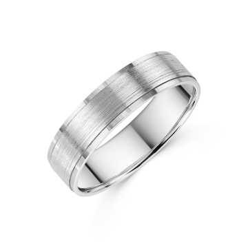 Platinum Bevelled Edge Brushed Finish 5mm Wedding Ring
