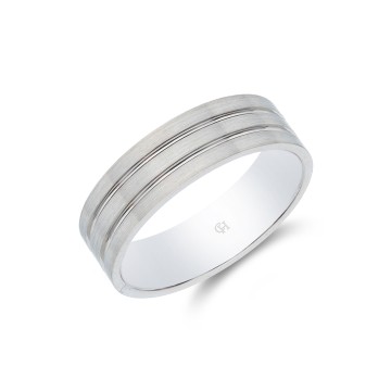 Palladium Matte Finish Double Line 6mm Wedding Band