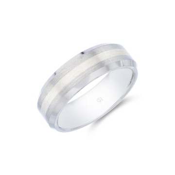 Titanium And Silver Bevelled Edge Wedding Band 7mm