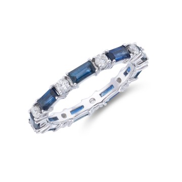 9ct White Gold 1.28ct Sapphire and 0.38ct Diamond Mix Cut Eternity