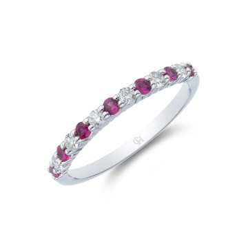 9ct White Gold Brilliant Cut Ruby and Diamond 0.41ct Eternity Ring