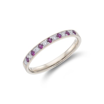 9ct Yellow Gold Brilliant Cut Ruby and Diamond 0.30ct Eternity Ring