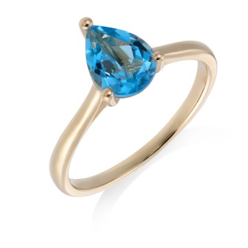 9ct Yellow Gold Pear Cut Topaz 1.40ct Solitaire Ring