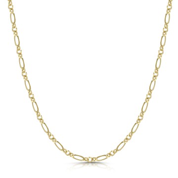 9ct Yellow Gold Diamond Cut Figaro 61cm Gents Necklet 