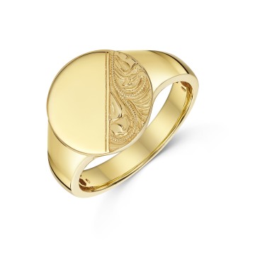 9ct Yellow Gold Gents Circle Signet Ring