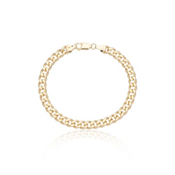 Silver Yellow Gold Plated 6.2mm Curb Bracelet 