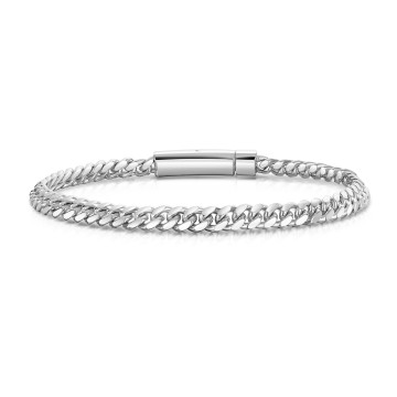 Silver Curb Chain Mens Bracelet