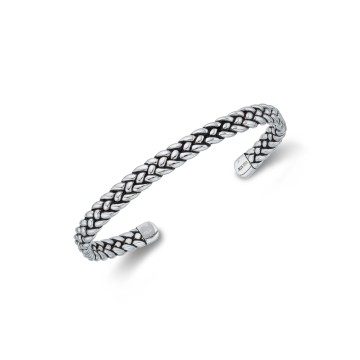 Sterling Silver Herringbone Cuff Bangle 1