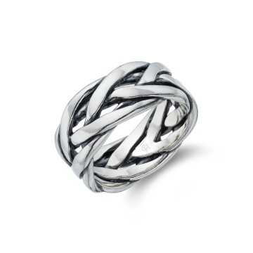 Sterling Silver Gents Pleated Ring 1