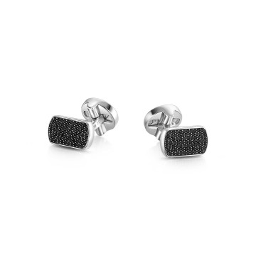 Silver Black Cubic Zirconia Mens Cufflinks