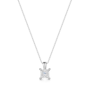18ct White Gold Princess Cut 0.63ct Diamond Solitaire Pendant
