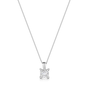 18ct White Gold 0.70ct Princess Cut Diamond Solitaire Pendant