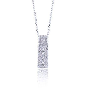 18ct White Gold Brilliant Cut 0.40ct Diamond Bar Pendant