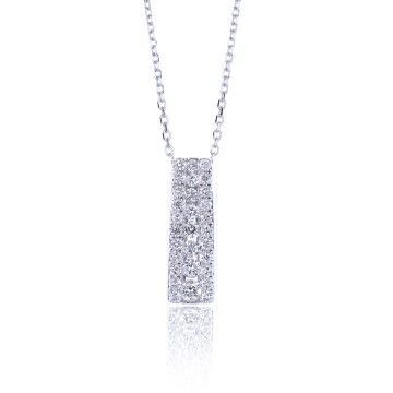 18ct White Gold Brilliant Cut 0.40ct Diamond Bar Pendant