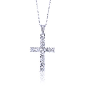 18ct White Gold Brilliant Cut 1.50ct Diamond Cross Pendant
