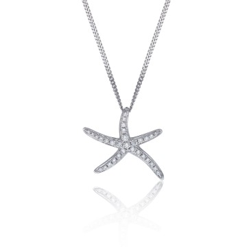 18ct White Gold Brilliant Cut Diamond 0.19ct Starfish Pendant