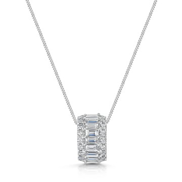 18ct White Gold Mix Cut 1.20ct Diamond Circle Pendant