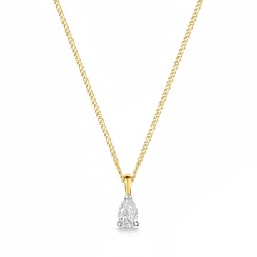 18ct Yellow Gold Pear Cut 0.60ct Diamond Solitaire Pendant
