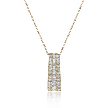 18ct Yellow Gold Brilliant and Baguette Cut 0.75ct Diamond Pendant