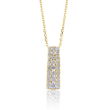18ct Yellow Gold Brilliant Cut 0.40ct Diamond Bar Pendant