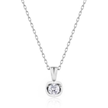 9ct White Gold Round Brilliant 0.33ct Diamond Open Solitaire Pendant